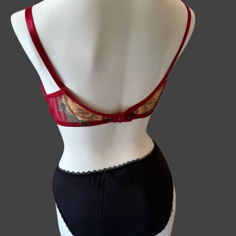 Fまで対応red×yellow rose lace bralette【K-0012】