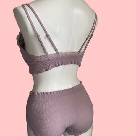 relaxed rib bralette set purple【A-0729-PUR】