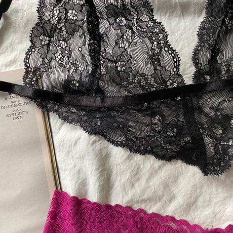heart  black bralette ・ magenta Tshorts　【T-0424】