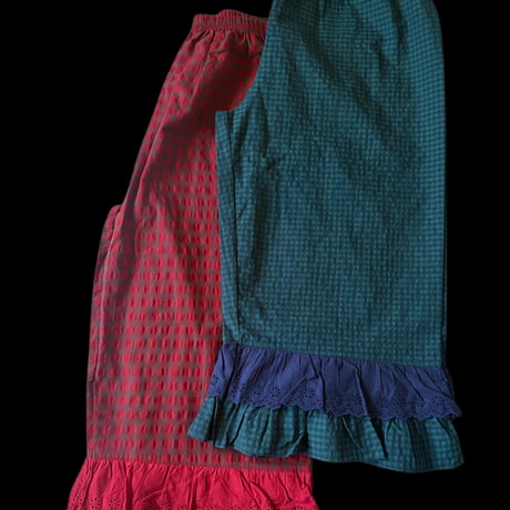 Checkered pattern×frill pants