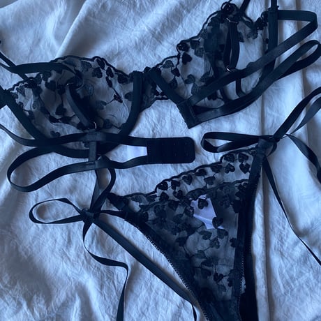 heart×ribbon black【A-0723】