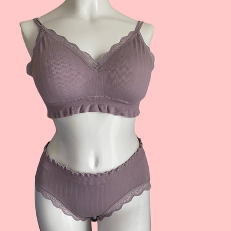 relaxed rib bralette set purple【A-0729-PUR】