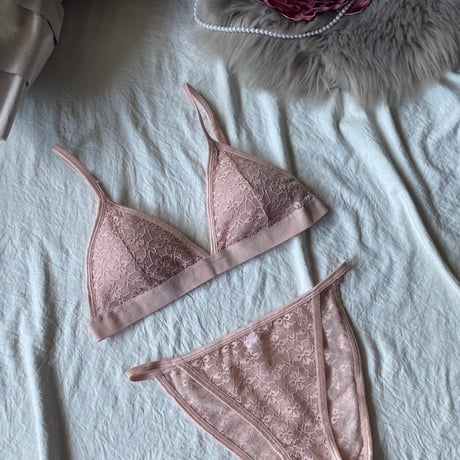 pink bralette set【A-0857】