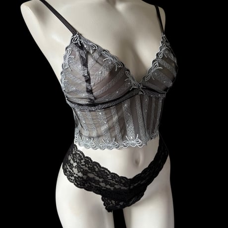 Long  stripes x ribbon bralette【T-0769】