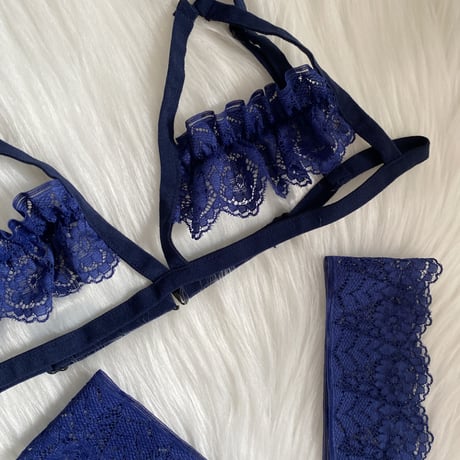 navy blue frill【I-0012】