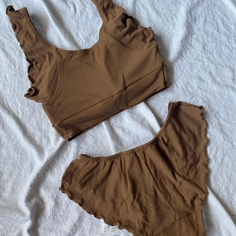 relax room bra×shorts set brown【A-0874-BR】