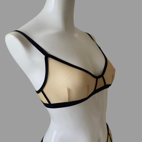 Bicolor bralette beige×black【F-0018】