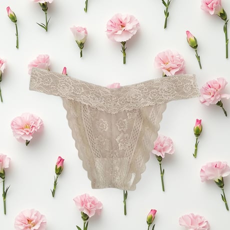 ribbon beige bralette・shorts【H-0039】