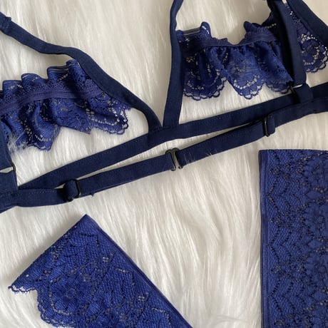 navy blue frill【I-0012】