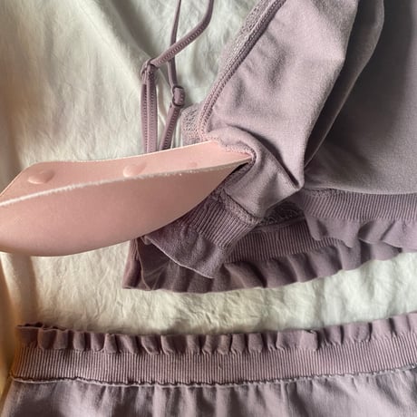 relaxed rib bralette set purple【A-0729-PUR】