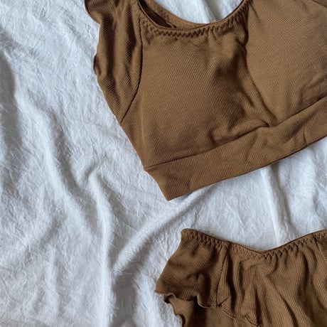 relax room bra×shorts set brown【A-0874-BR】