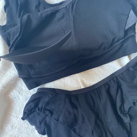 S・M・Lsize relax room bra×shorts set black【A-0874-BK】