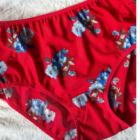 Fまで対応red×blue flowers lace bralette set【K-0017】