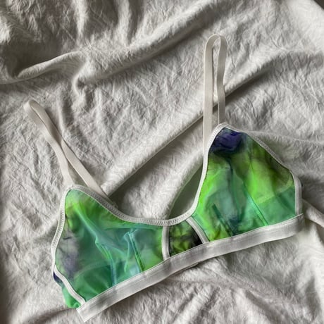 Marble bralette green×navy【F-0034】