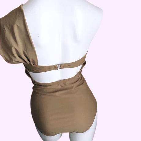 Special price swimwear one shoulder beige【S-0011】