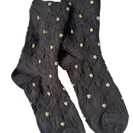 gold dots flower socks【K-0021】