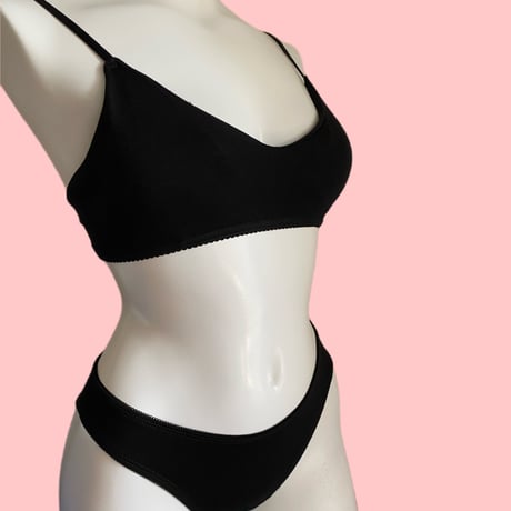 cotton black bralette set healthy【 H-0022】