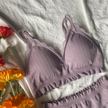 relaxed rib bralette set purple【A-0729-PUR】