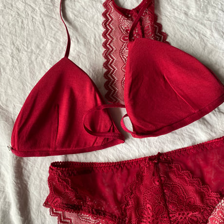 front hook bralette set red【A-0618-RD】