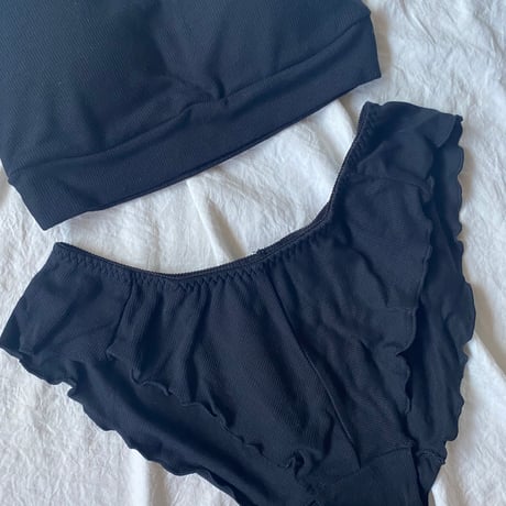 S・M・Lsize relax room bra×shorts set black【A-0874-BK】