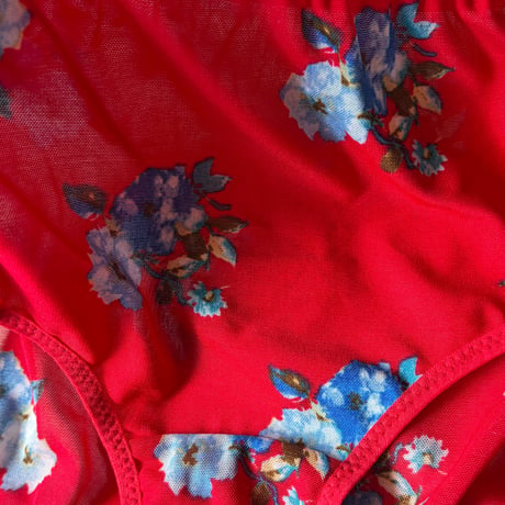 Fまで対応red×blue flowers lace bralette set【K-0017】
