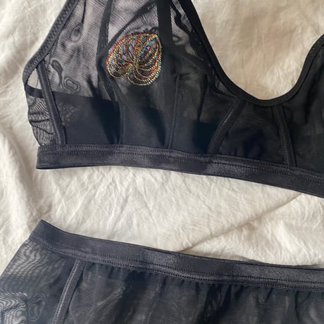 leaf bralette black【F-0031】