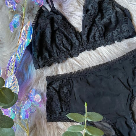 裏地付きfront hook bralette  black【A-0031-BK】