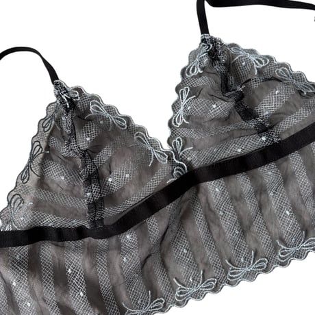 Long  stripes x ribbon bralette【T-0769】