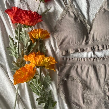 relaxed rib bralette set greige【A-0729-GRE】