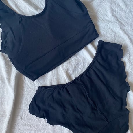 S・M・Lsize relax room bra×shorts set black【A-0874-BK】