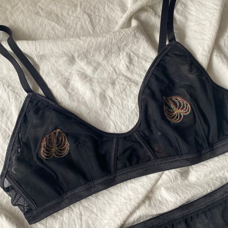 leaf bralette black【F-0031】