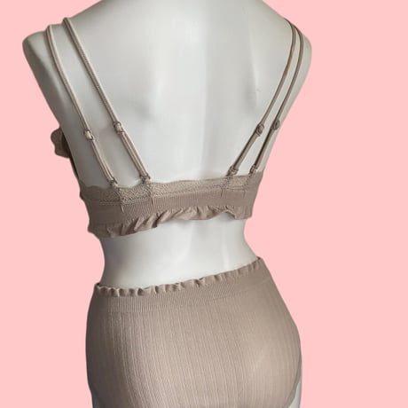 relaxed rib bralette set greige【A-0729-GRE】
