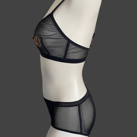 leaf bralette black【F-0031】