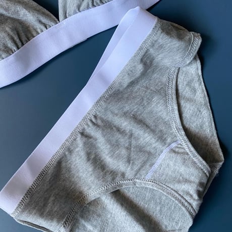 cotton light gray bralette set 【 H-0011】