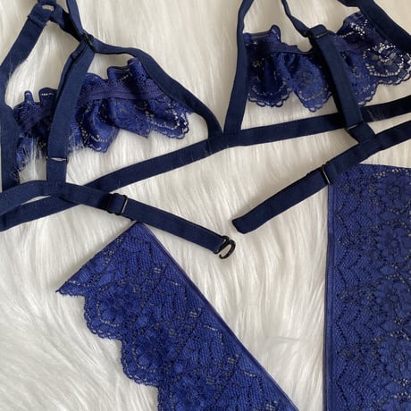navy blue frill【I-0012】