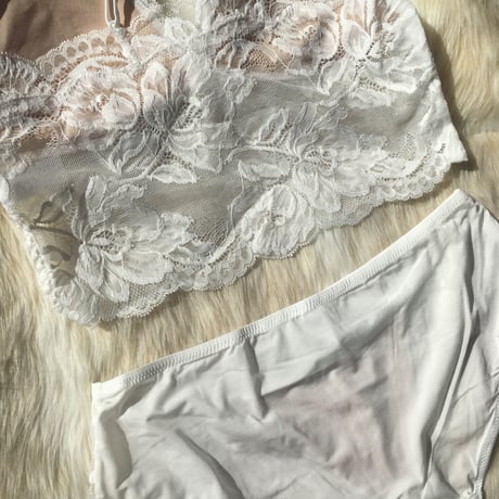 選べるS・Msizeパッド付き long bralette set up white 【A-0005-WH】