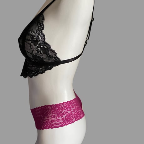 heart  black bralette ・ magenta Tshorts　【T-0424】