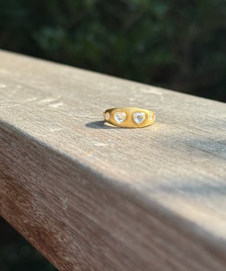 ご予約 Hima ヒマ 22Kgold ハートローズカット ダイヤモンド UFOリング