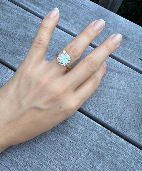 ご予約品 Hooman0nly 18kgold 5.01ct ラウンド リルメテオ♡ラボダイヤモンド リング