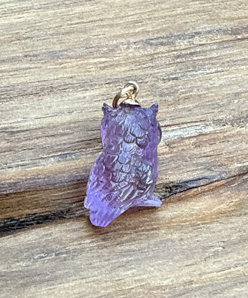 Hima ヒマ 18Kgold 幸運のシンボル ミミズク チャーム アメトリン虹