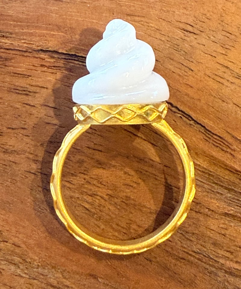 Hima ヒマ 22Kgold カルセドニー バニラソフトクリームリング | hima