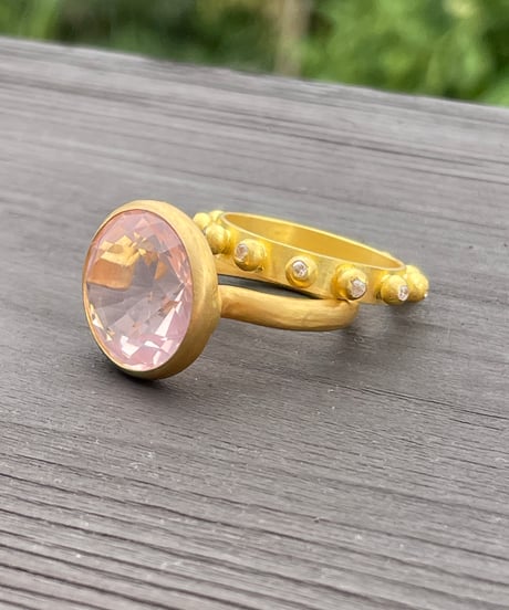 ご予約品　Hima ヒマ 22kgold ローズクォーツ リング