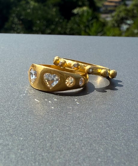 ご予約 Hima ヒマ 22Kgold ハートローズカット ダイヤモンド UFOリング