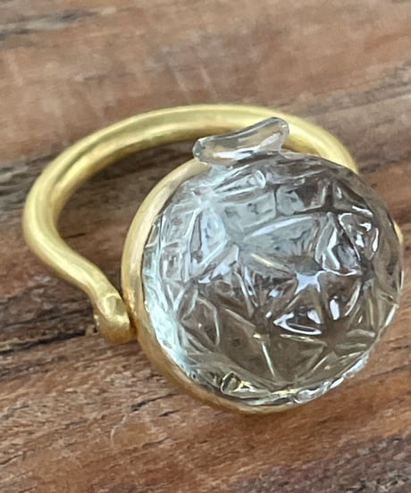 Hima ヒマ 22kgold マスクメロンリング 13号 グリーンアメジスト