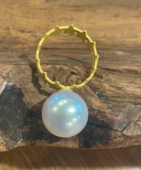 Hima ヒマ 22K 白蝶パール スター⭐️バンド リング