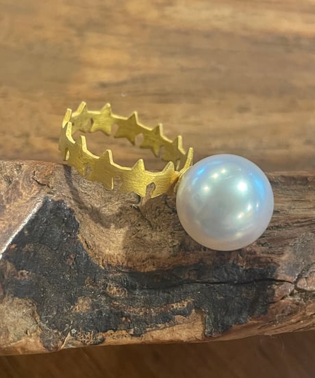 Hima ヒマ 22K 白蝶パール スター⭐️バンド リング