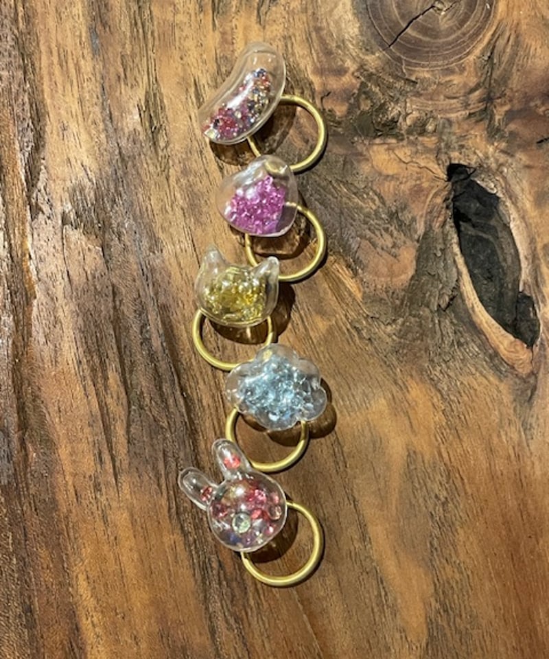 Hima ヒマ 22Kgold クリスタル ジェリービーン マルチサファイアリング