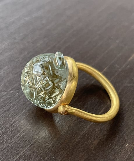 Hima ヒマ 22kgold マスクメロンリング 13号 グリーンアメジスト