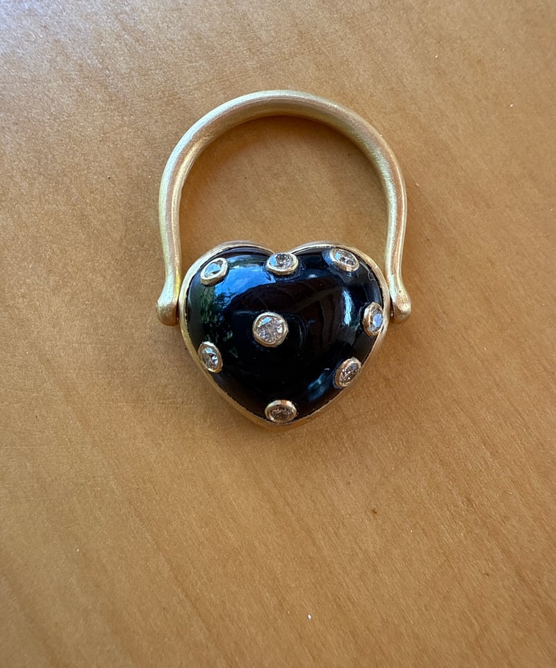 Hima ヒマ 22Kgold ハートドットリング ブラックオニキス x