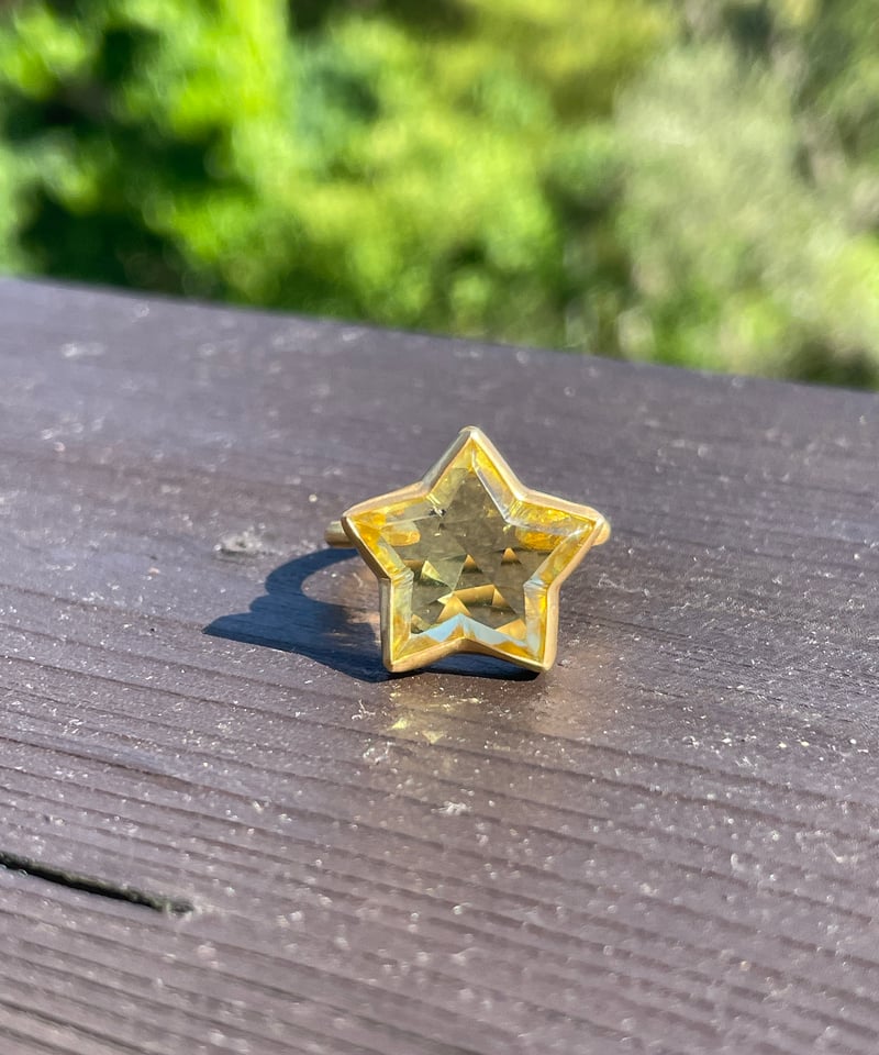 Hima ヒマ 22kgold スターファセット 大粒 レモンクォーツリング